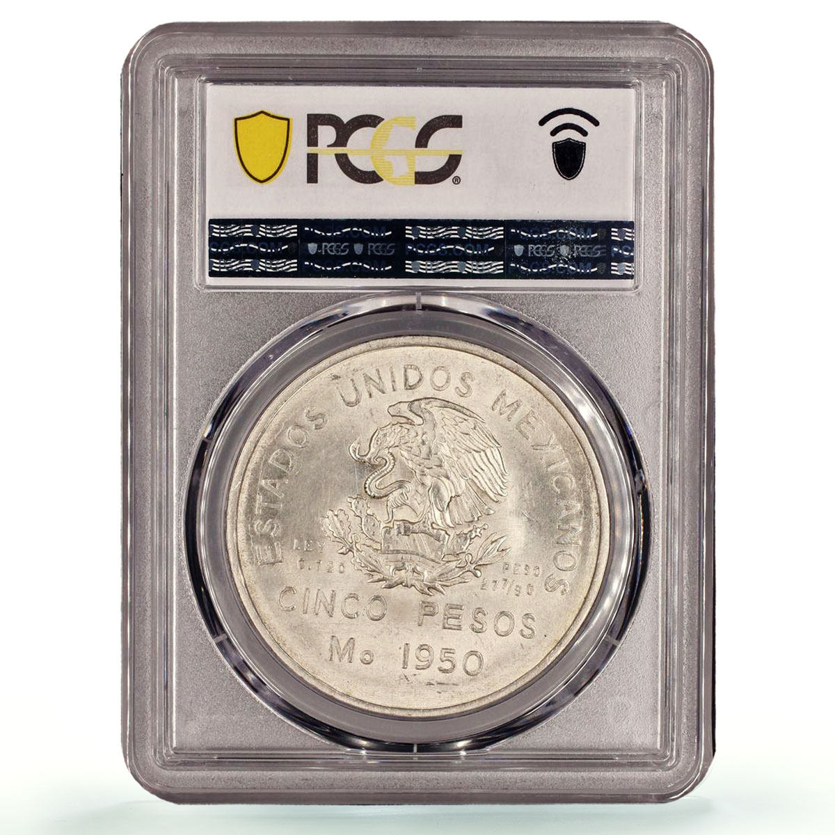 Mexico 5 pesos Southeastern Railroad Opening Train MS66 PCGS silver coin 1950