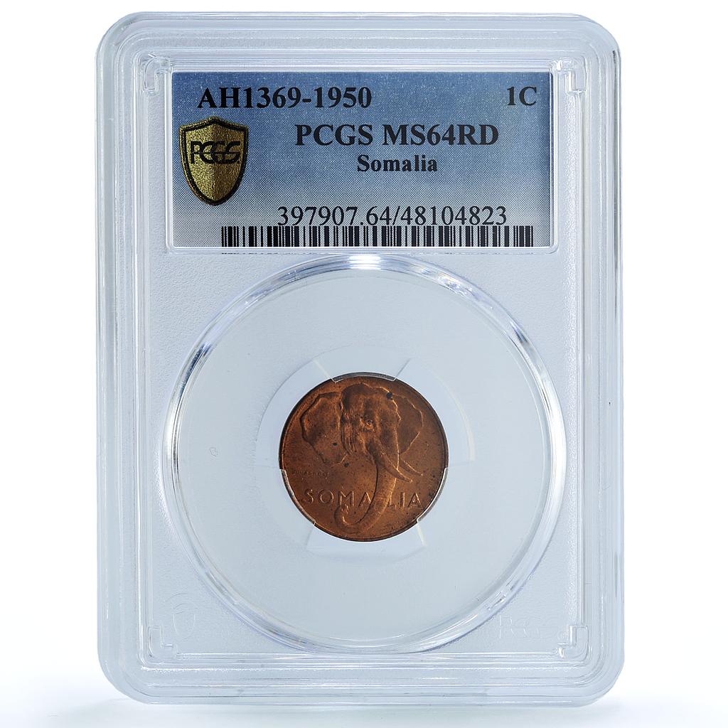 Italy Somalia 1 centesimo Regular Coinage Elephant MS64 PCGS brass coin 1950