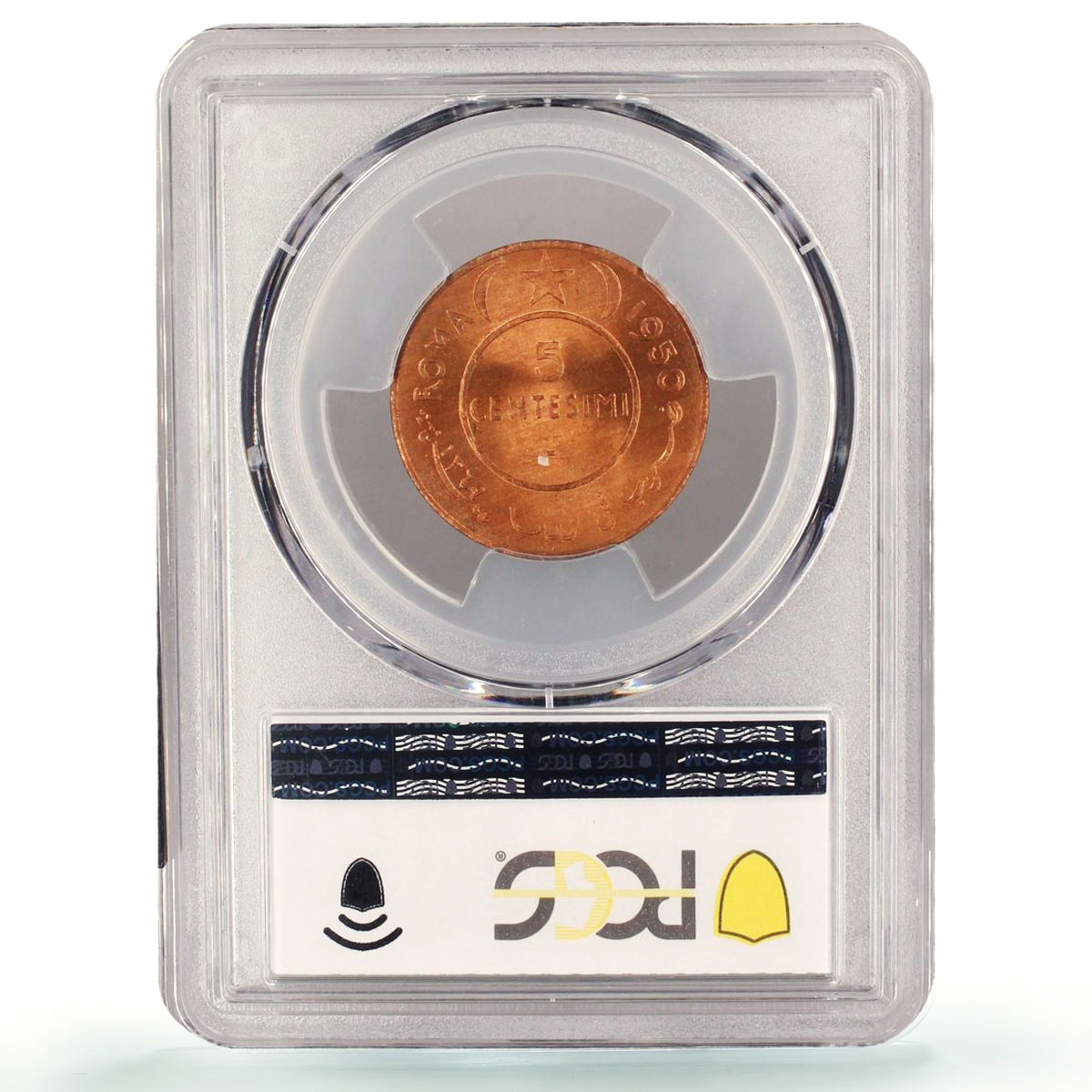 Italy Somalia 5 centesimi Regular Coinage Elephant MS65 PCGS copper coin 1950