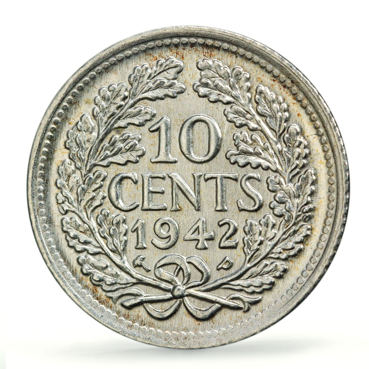 Suriname Dutch 10 cents Regular Coinage Wilhelmina KM-9 PCGS silver coin 1942