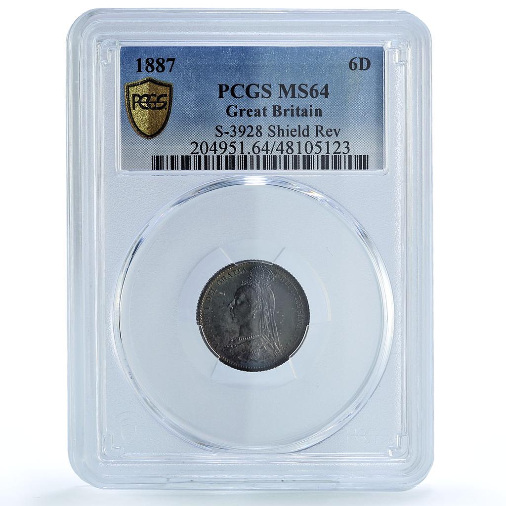 Great Britain 6 pence Regular Coinage Queen Victoria MS64 PCGS silver coin 1887 Great Britain 6 pence Regular Coinage Queen Victoria MS64 PCGS silver coin 1887