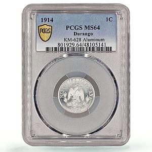 Mexico Durango 1 centavo Regular Coinage KM-628 MS64 PCGS aluminum coin 1914