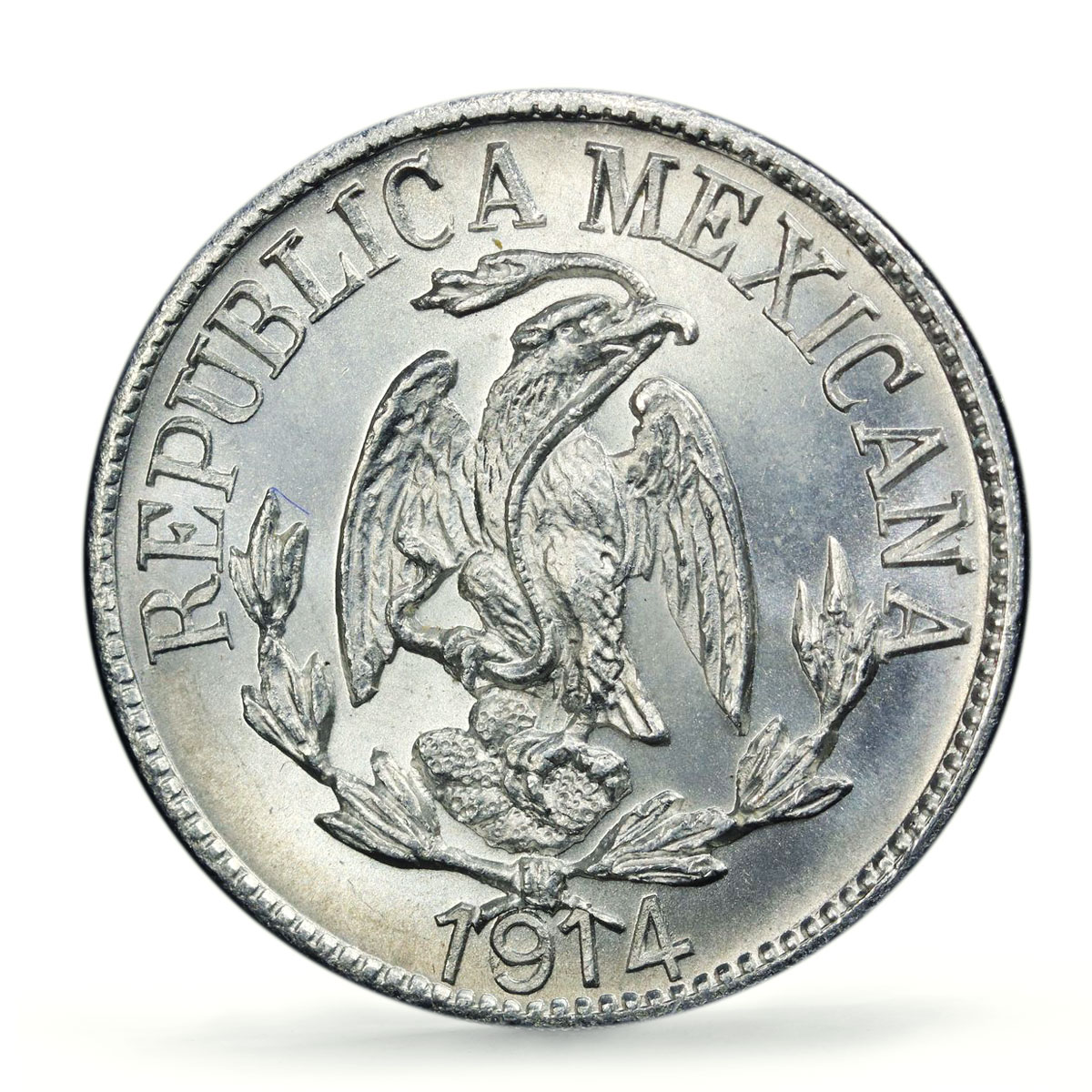 Mexico Durango 1 centavo Regular Coinage KM-628 MS64 PCGS aluminum coin 1914