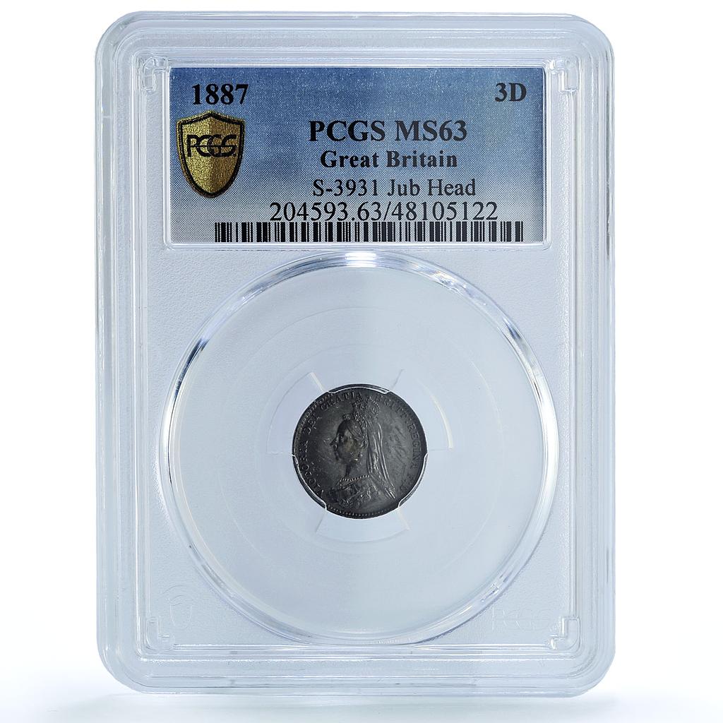 Great Britain 3 pence Regular Coinage Queen Victoria MS63 PCGS silver coin 1887