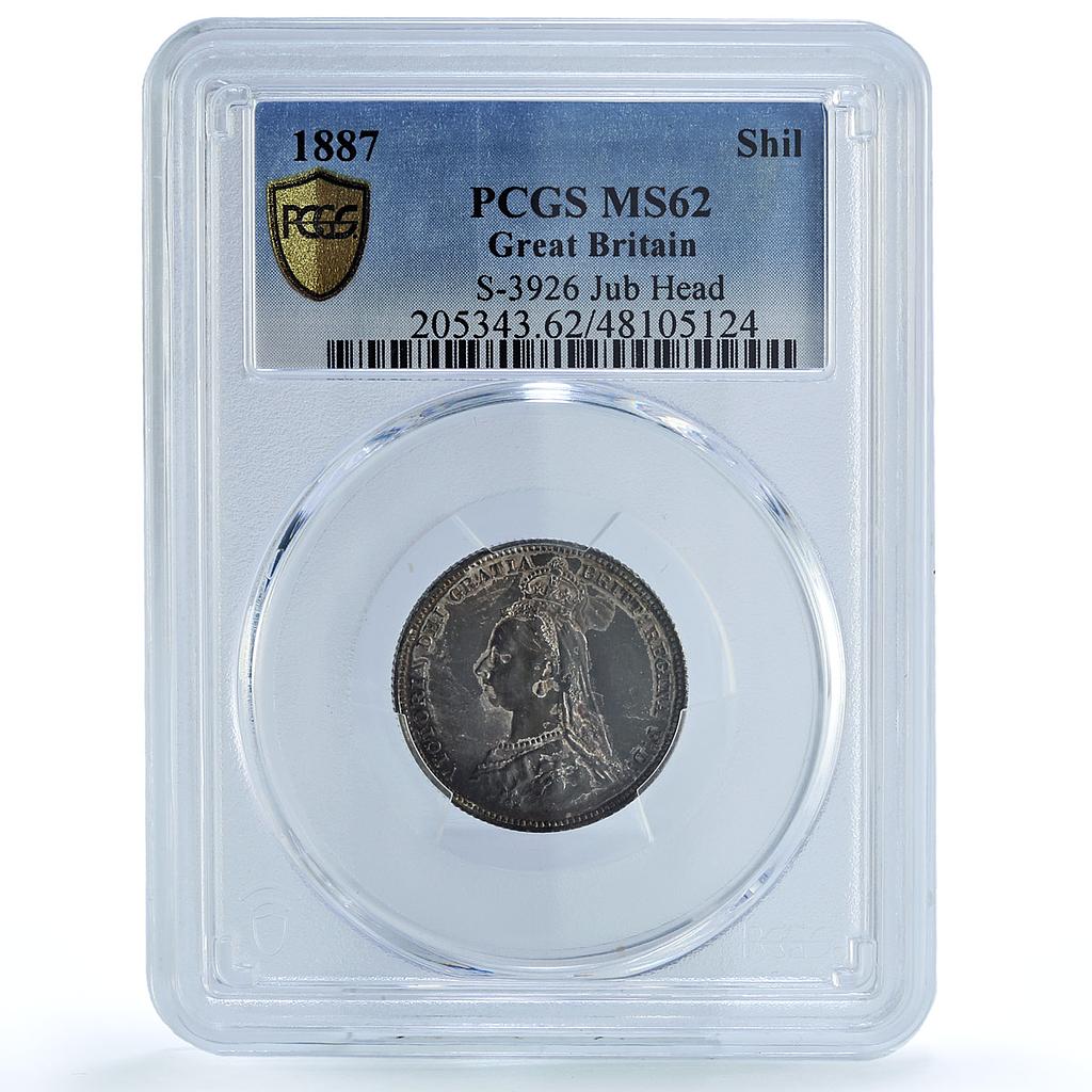 Gr Britain 1 shilling Regular Coinage Queen Victoria MS62 PCGS silver coin 1887 Gr Britain 1 shilling Regular Coinage Queen Victoria MS62 PCGS silver coin 1887