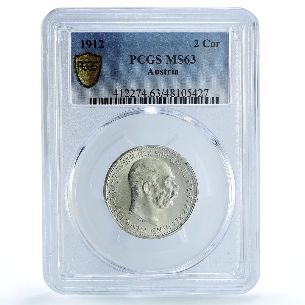 Austria 2 corona Regular Coinage King Franz Joseph II MS63 PCGS silver coin 1912 Austria 2 corona Regular Coinage King Franz Joseph II MS63 PCGS silver coin 1912