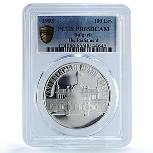 Bulgaria 100 leva Parliament Building Politics KM-231 PR65 PCGS silver coin 1993