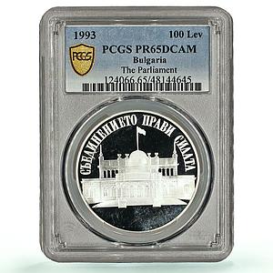 Bulgaria 100 leva Parliament Building Politics KM-231 PR65 PCGS silver coin 1993