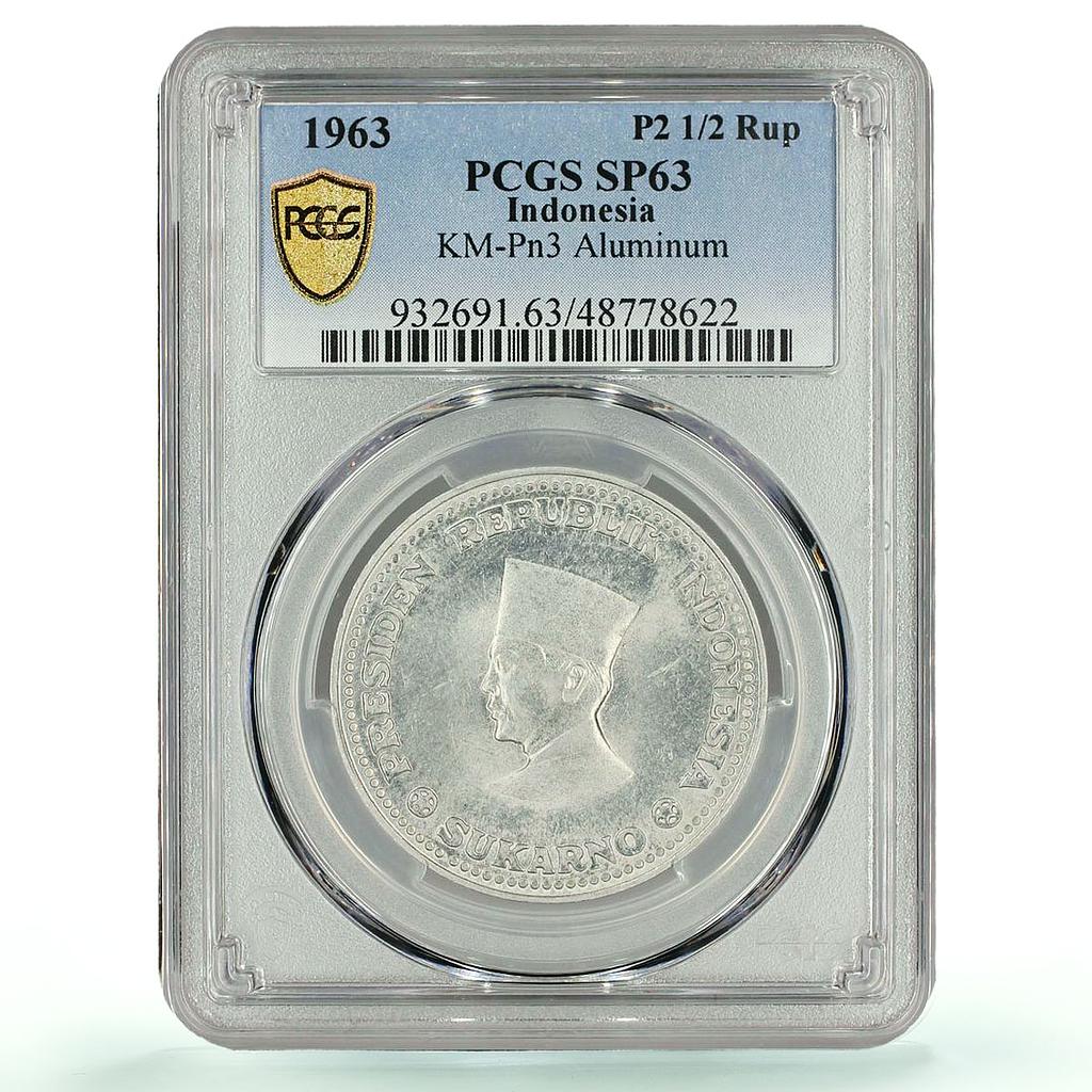 Indonesia 1/2 rupee President Sukarno KM-Pn3 PATTERN SP63 Al coin 1963