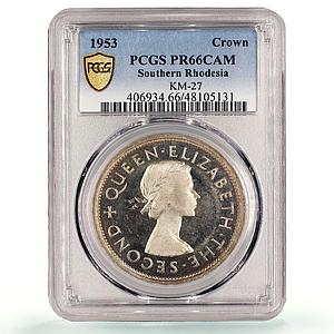 Gr Britain South. Rhodesia 1 crown Cecil Rhodes KM-27 PR66 PCGS silver coin 1953