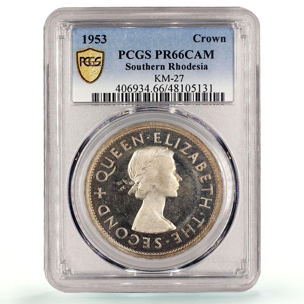 Gr Britain South. Rhodesia 1 crown Cecil Rhodes KM-27 PR66 PCGS silver coin 1953