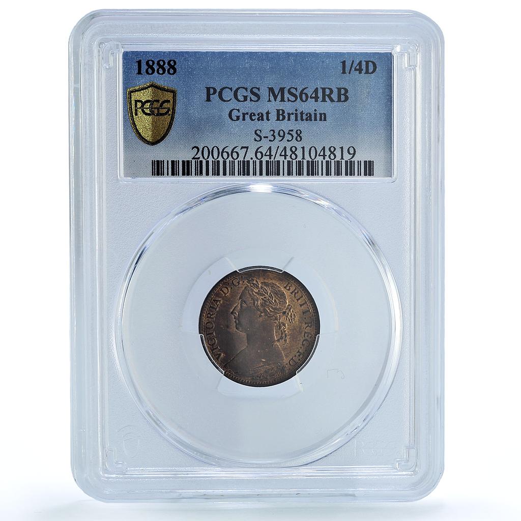 Gr Britain 1 farthing Regular Coinage Queen Victoria MS64 PCGS bronze coin 1888
