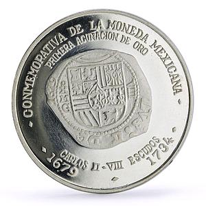 Mexico Numismatic Society Carlos II 8 Escudos silver token medal coin 1971