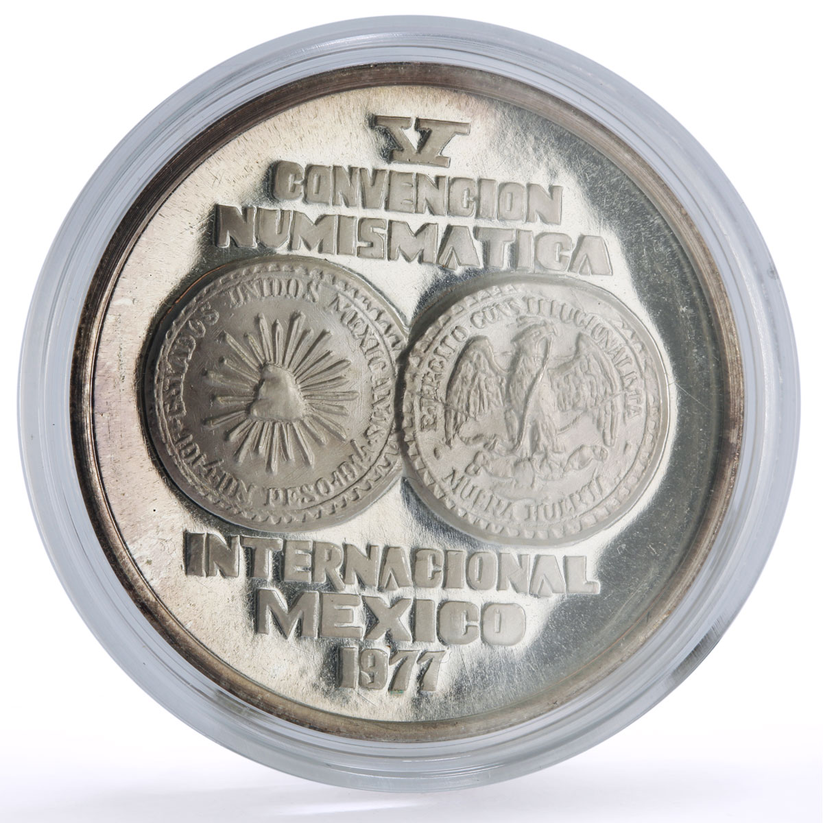 Mexico Numismatic Society 25th Anniversary Libertad 2 Reales silver medal 1977