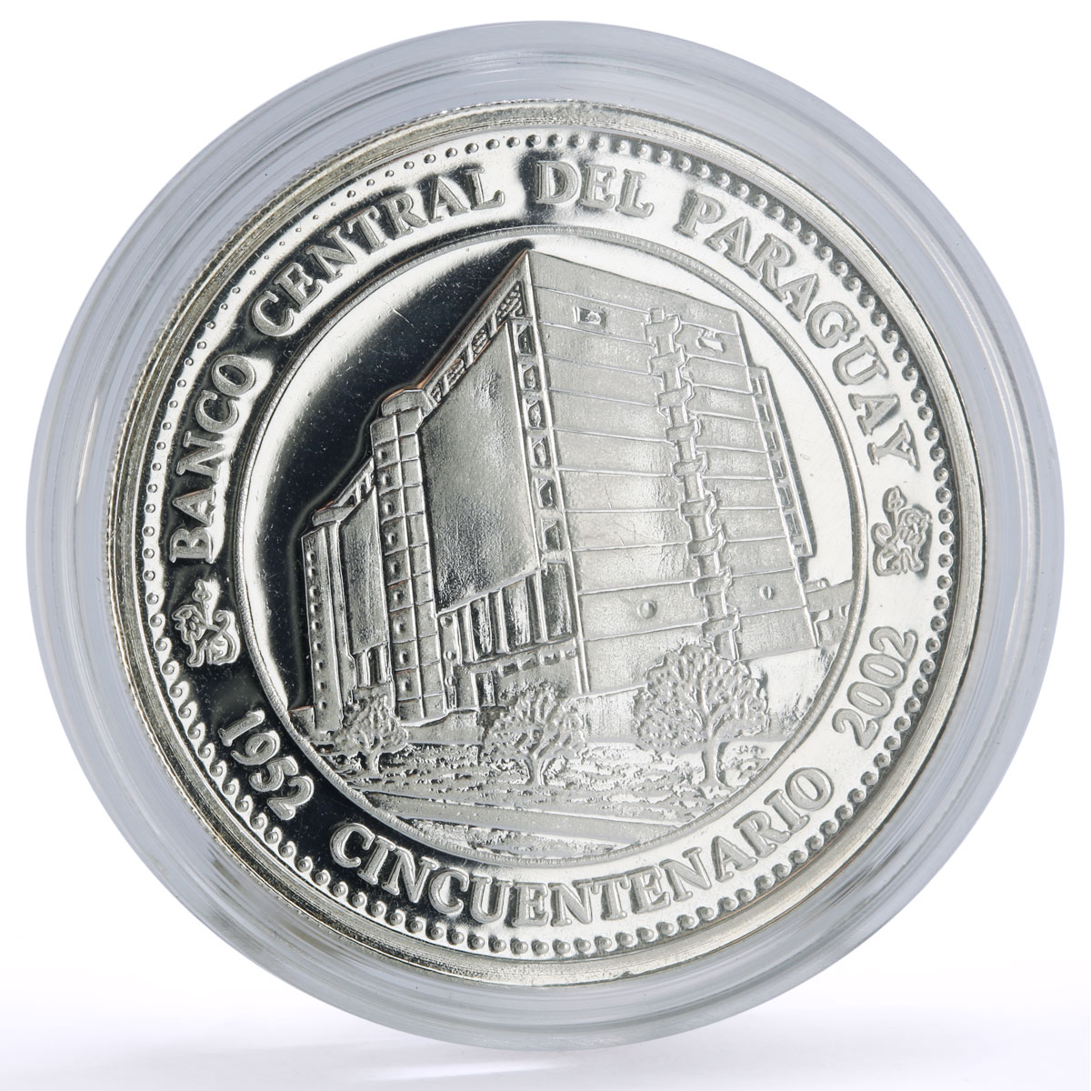 Paraguay 1 guarani Central Bank 50th Anniversary KM-197 proof silver coin 2002