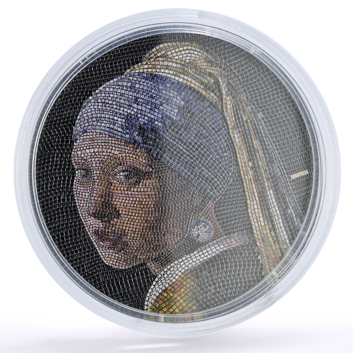 Palau 20 dollars Jan Vermeer Art Girl with a Pearl Mosaic 3 oz silver coin 2019