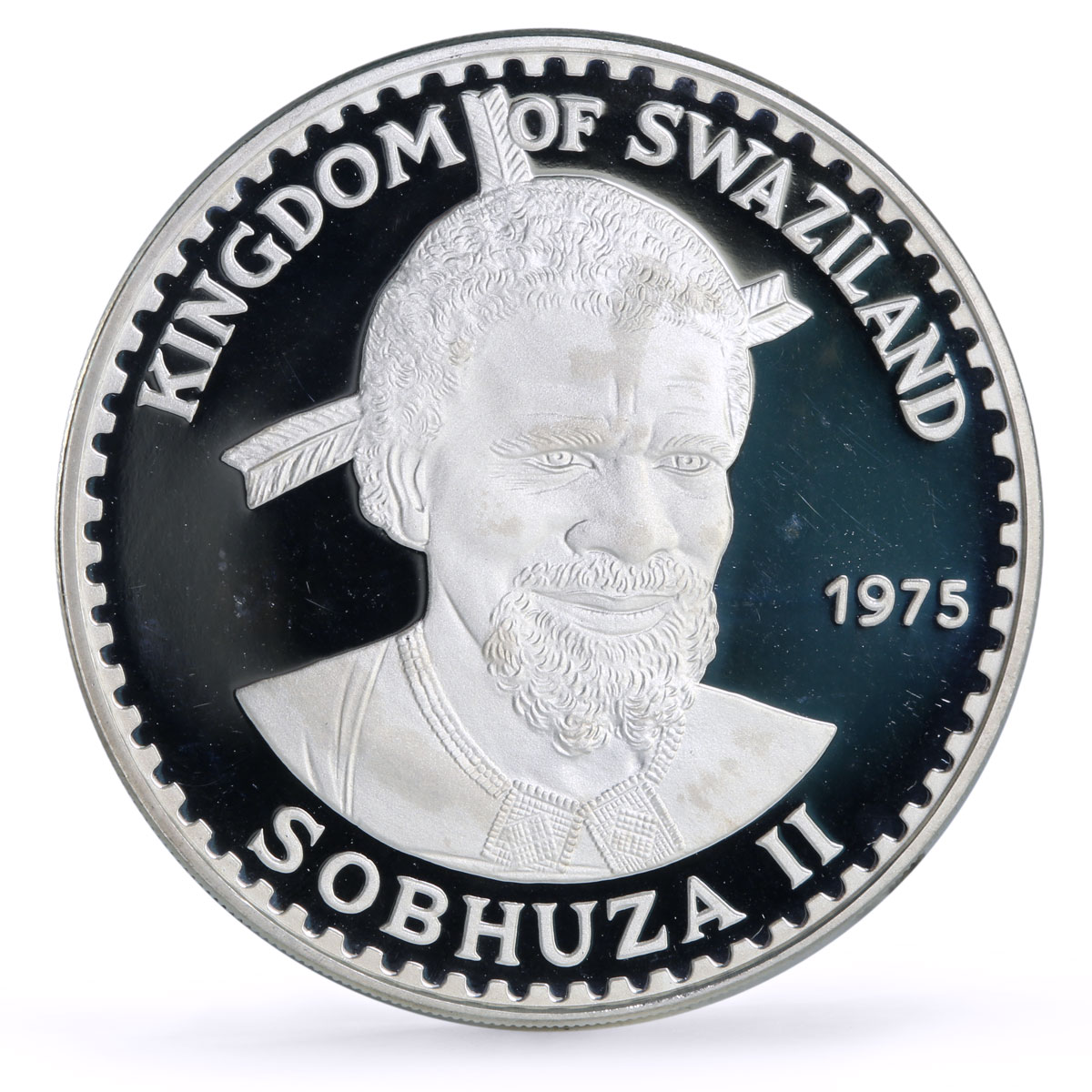 Swaziland 10 emalangeni Sobhuza II 75th Birth Heron Bird Fauna silver coin 1975