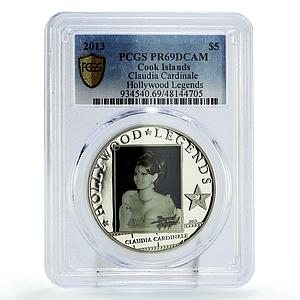 Cook Islands 5 dollars Hollywood Claudia Cardinale Cinema PR69 PCGS Ag coin 2013