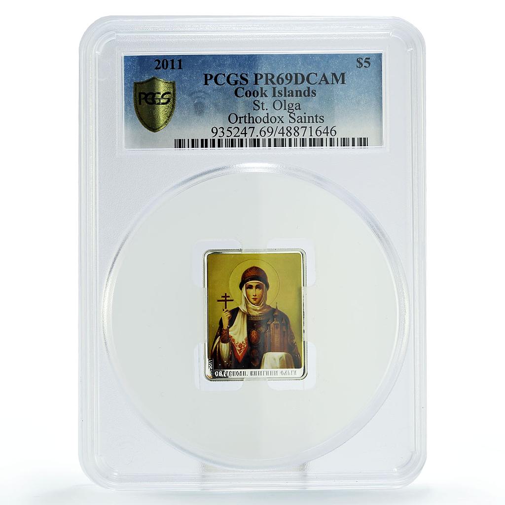Cook Islands 5 dollars Orthodox Saints Patrons Olga PR69 PCGS silver coin 2011