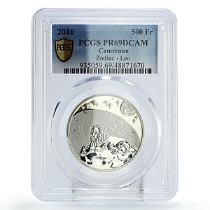 Cameroon 500 francs Zodiac Signs Leo Hologram PR69 PCGS silver coin 2010