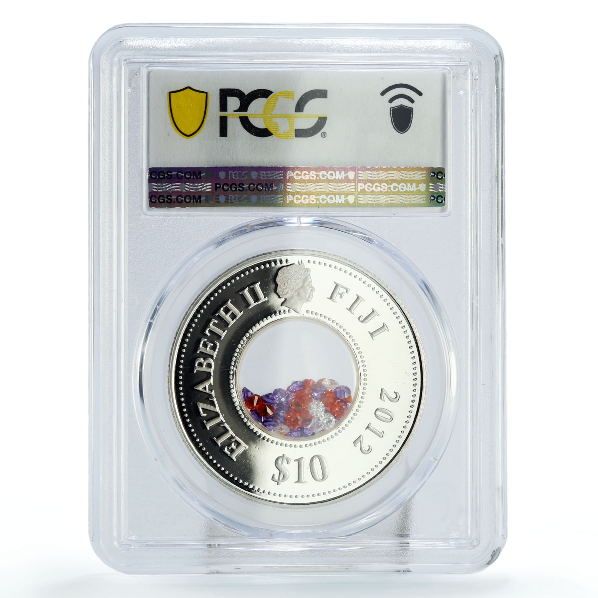 Fiji 10 dollars Treasures Sunset Zircons KM-198 MS68 PCGS silver coin 2012