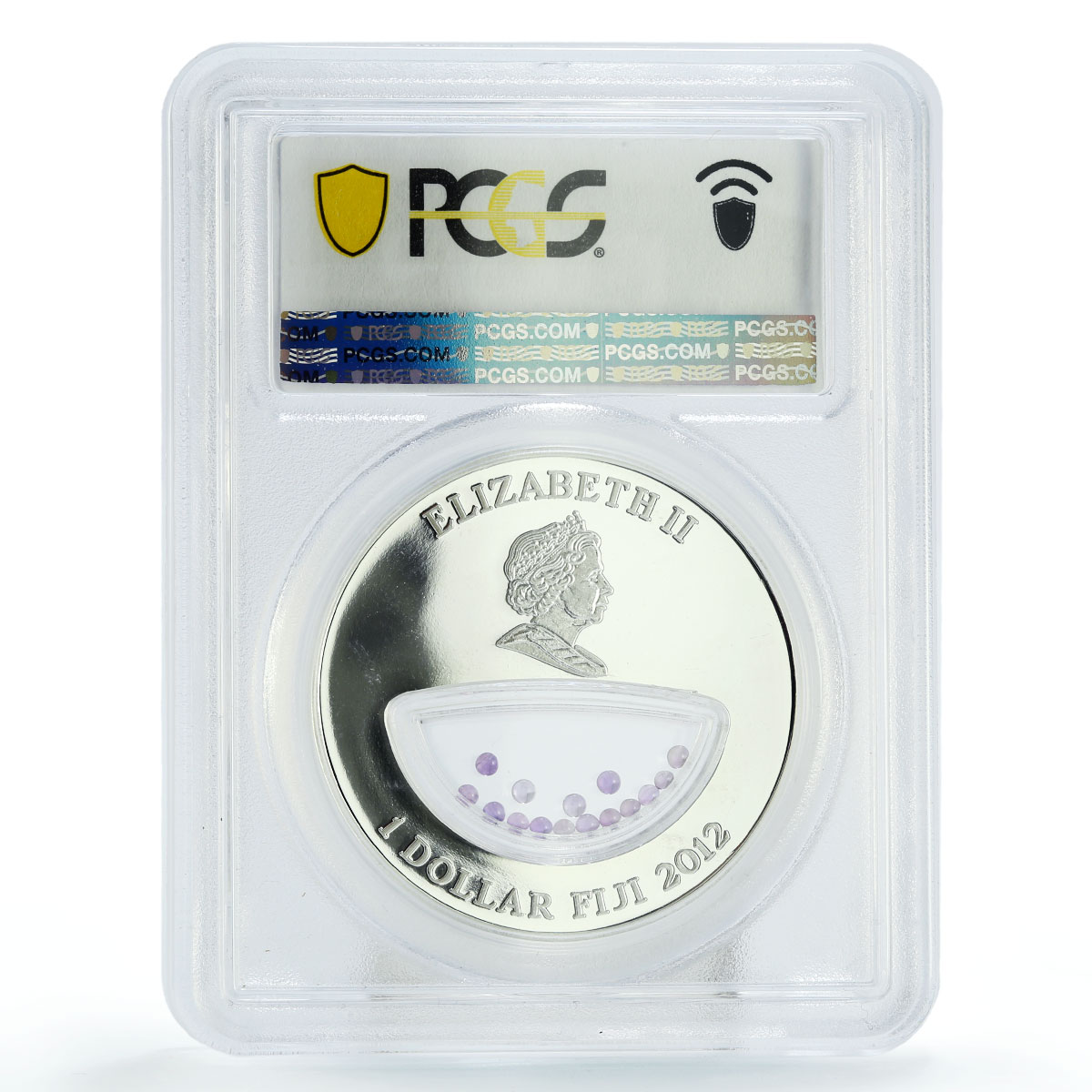 Fiji 1 dollar Treasures Uruguay Amethyst Jaguar Fauna PR68 PCGS silver coin 2012