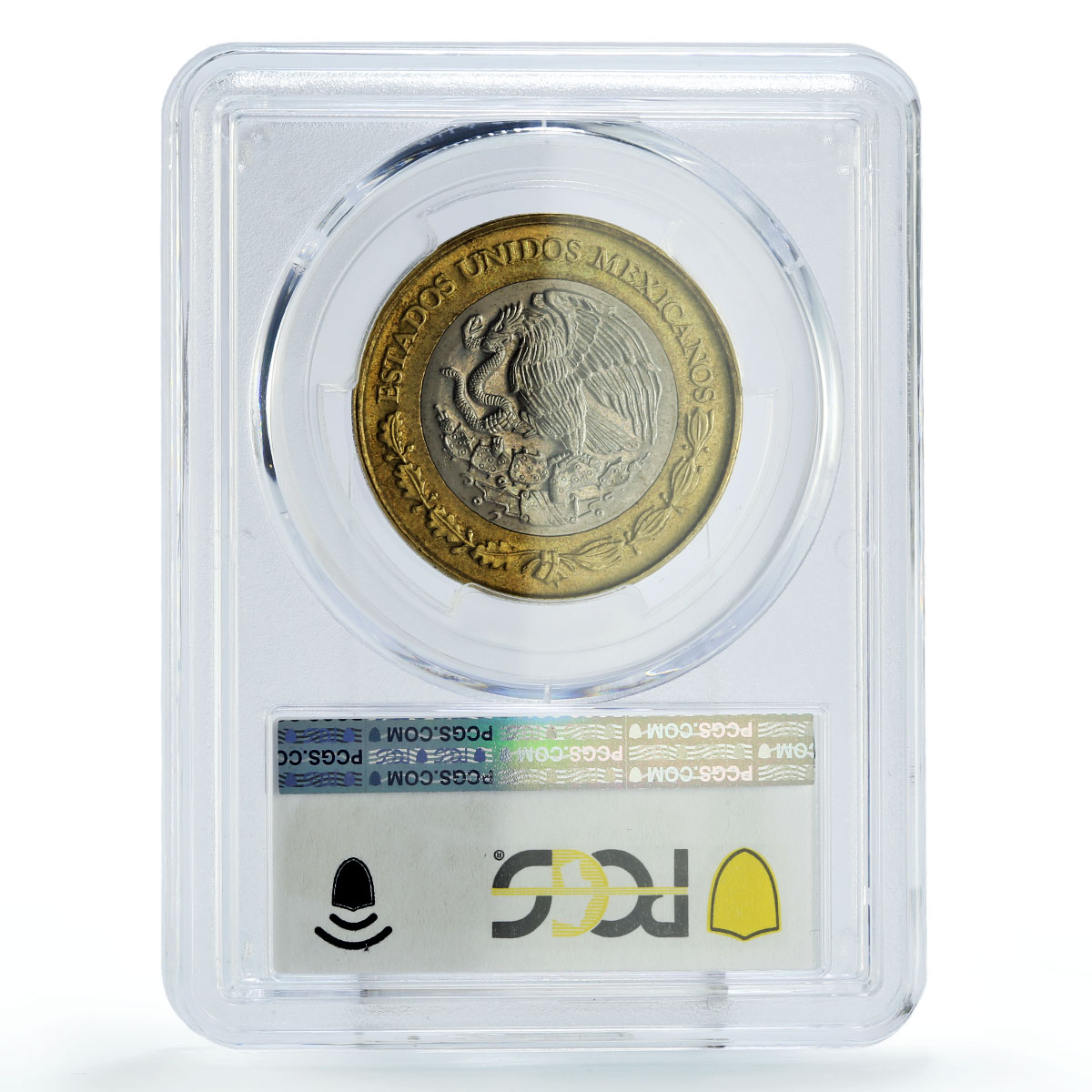 Mexico 20 pesos Precolombina Aztec Xiuhtecuhtli MS65 PCGS bimetal coin 2001