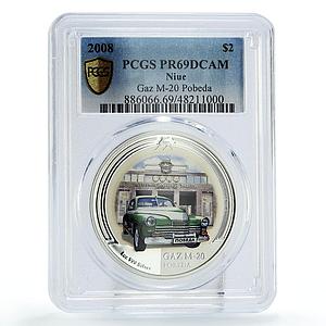 Niue 2 dollars USSR GAZ Automobiles Cars M 20 Pobeda PR69 PCGS silver coin 2008