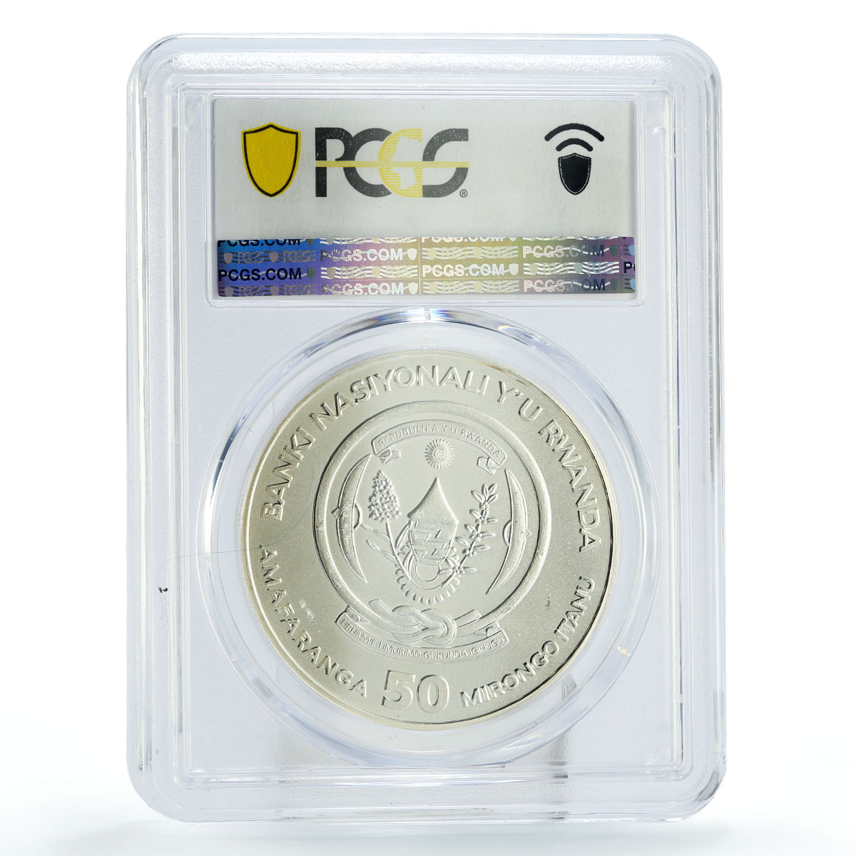 Rwanda 50 francs African Ounce Wildlife Gorillas Fauna MS68 PCGS Ag coin 2008