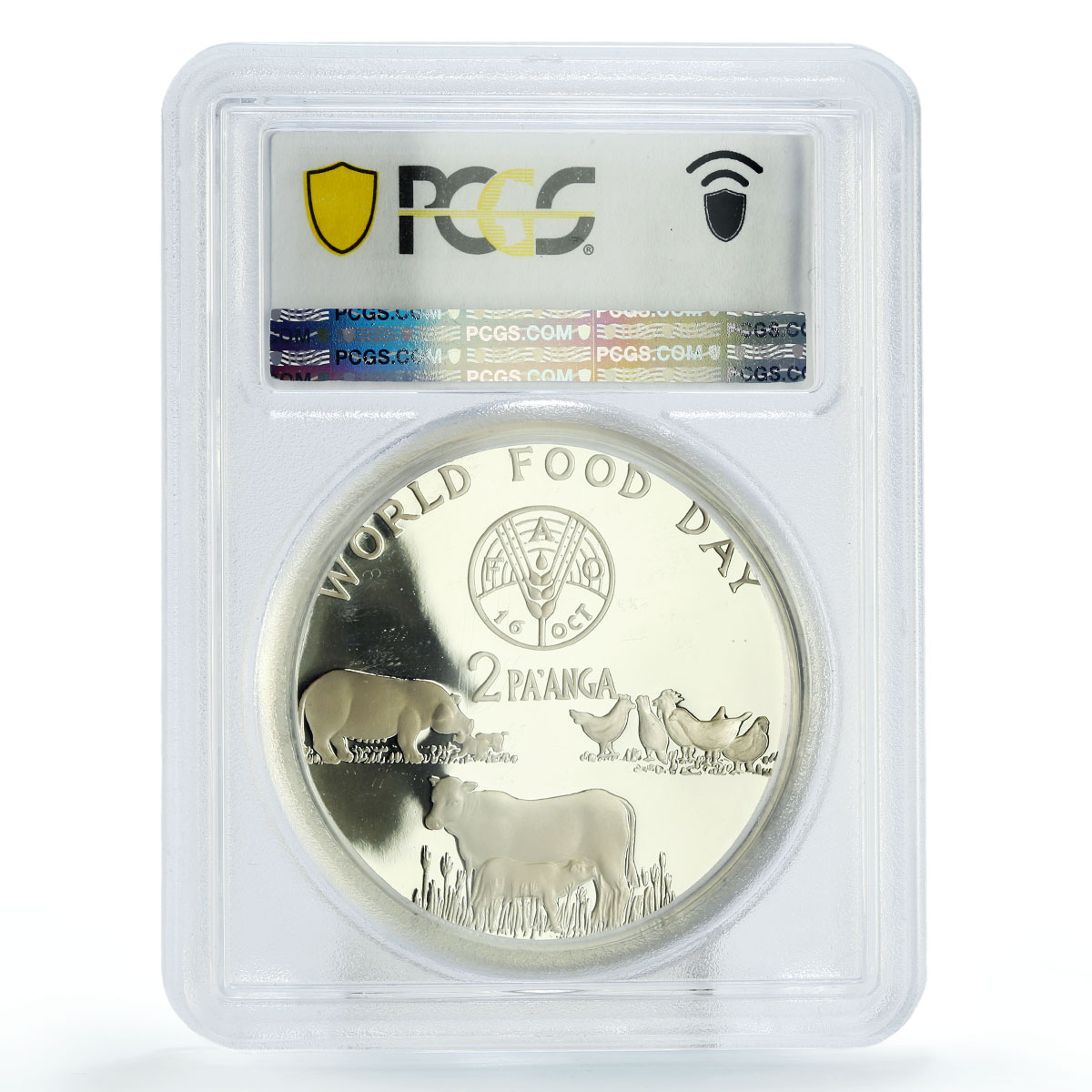 Tonga 2 paanga FAO World Food Day Farm Animals KM-73a PR67 PCGS silver coin 1981