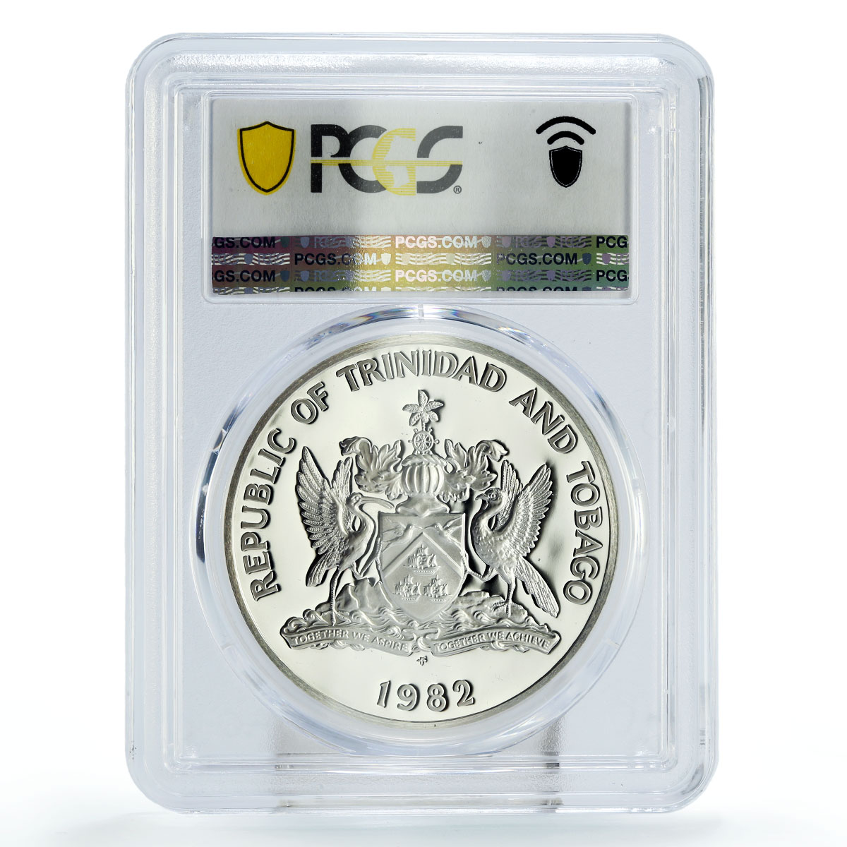 Trinidad &amp; Tobago 10 dollars Independence 20th KM-49a PR69 PCGS silver coin 1982
