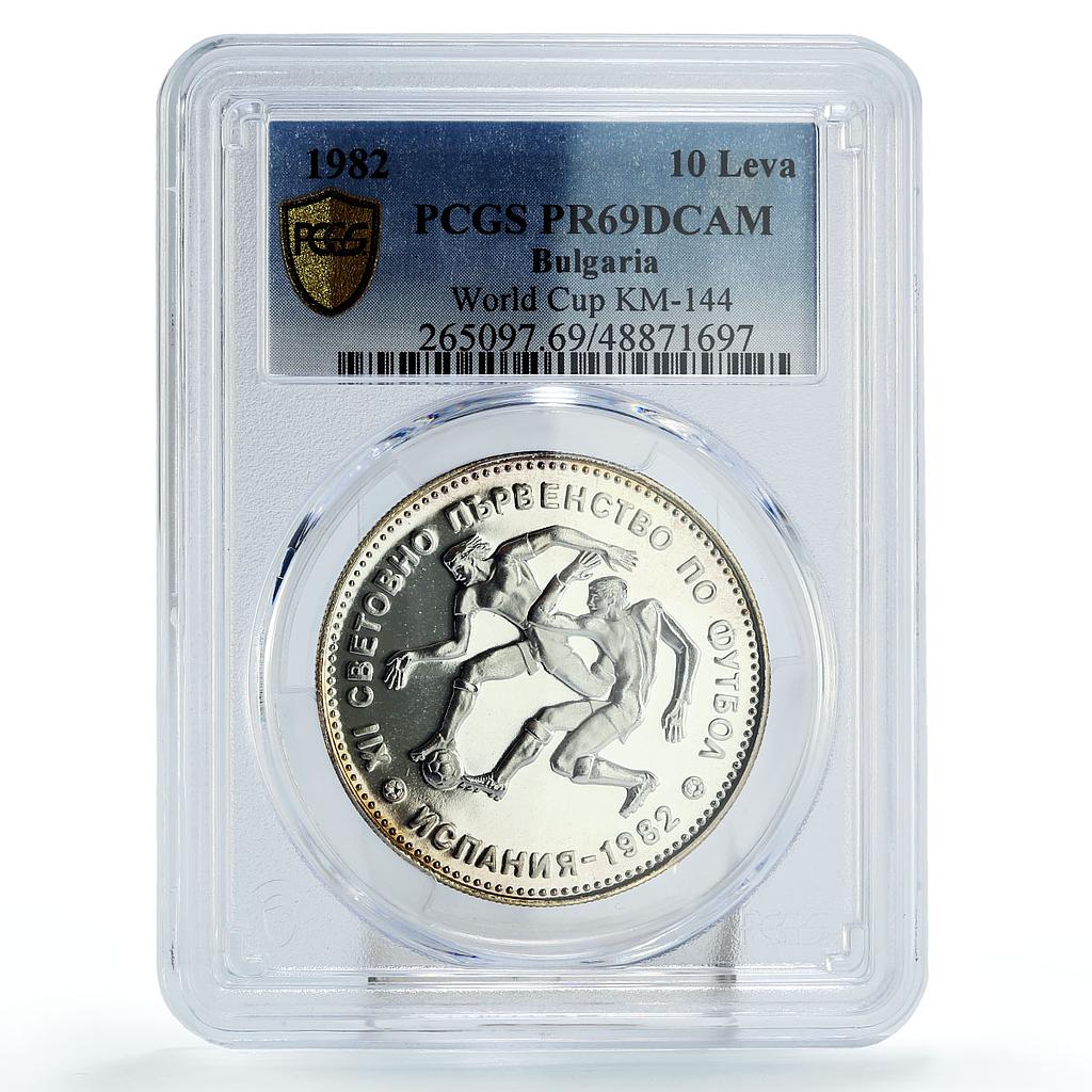 Bulgaria 10 leva Football World Cup in Spain Players PR69 PCGS silver coin 1982
