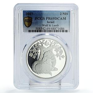 Israel 2 sheqalim Biblical Art Wolf and Lamb Tale PR69 PCGS silver coin 2007