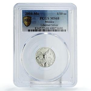 Mexico 1/10 onza Libertad Angel of Independence MS68 PCGS silver coin 2004