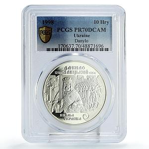 Ukraine 10 hryvnias Prince Danylo of Halych Horsemans PR70 PCGS silver coin 1998