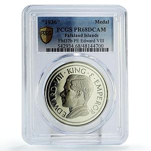 Falkland Isl. King Edward VIII CROWN PATTERN PR68 PCGS CuNi medal coin 1936 1984