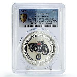 Cook Islands 2 dollars Motorcycles Motorbikes Ariel PL70 PCGS silver coin 2007