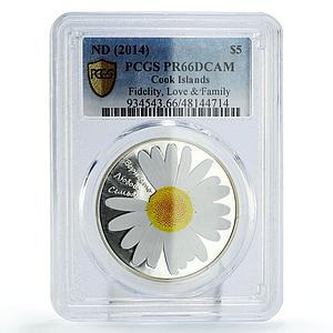 Cook Islands 5 dollars Fidelity Love Family Chamomile PR66 PCGS silver coin 2014