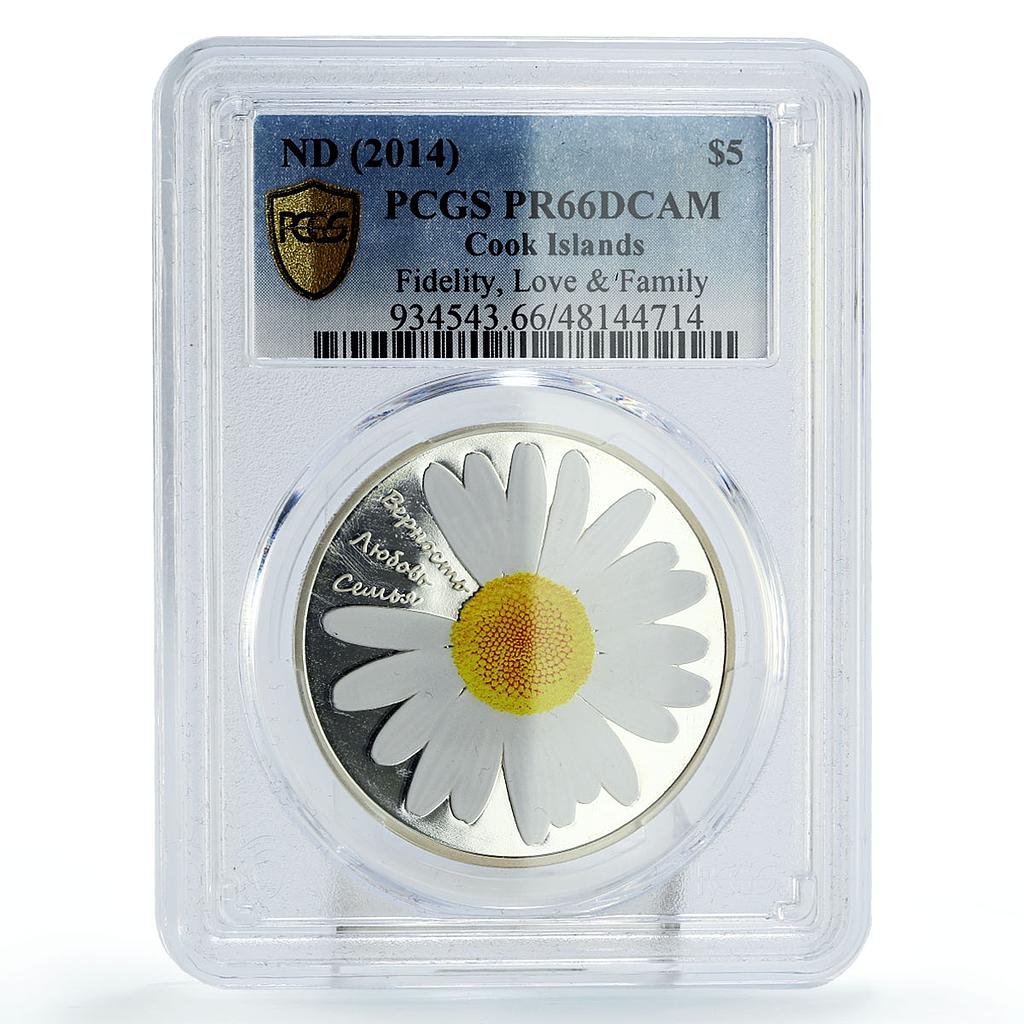 Cook Islands 5 dollars Fidelity Love Family Chamomile PR66 PCGS silver coin 2014