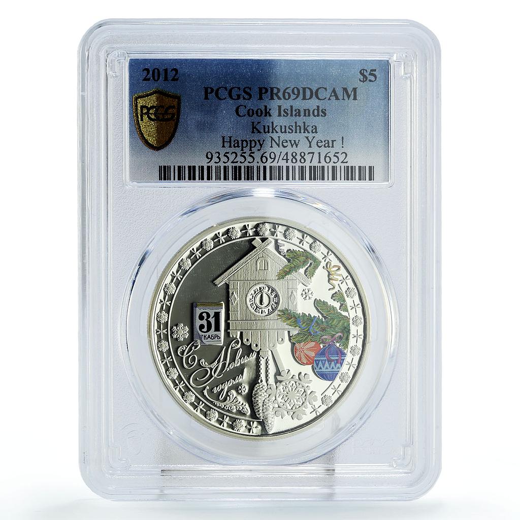 Cook Islands 5 dollars New Year Cuckoo Clock Kukushka PR69 PCGS silver coin 2012