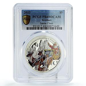 Kiribati 5 dollars New Year Christmas Santa Claus PR69 PCGS silver coin 2012