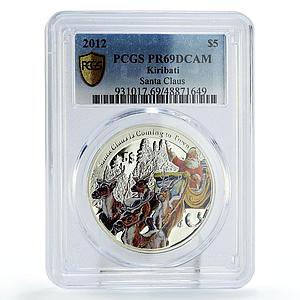 Kiribati 5 dollars New Year Christmas Santa Claus PR69 PCGS silver coin 2012
