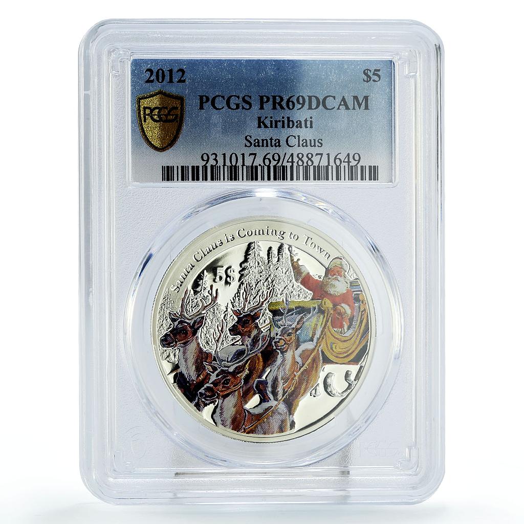 Kiribati 5 dollars New Year Christmas Santa Claus PR69 PCGS silver coin 2012