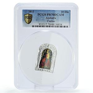 Andorra 10 diners Seven Virtures Caritas Mercy Art PR70 PCGS silver coin 2012