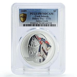 Cook Islands 1 dollar James Cook Botany Bay Ship PR70 PCGS silver coin 2009