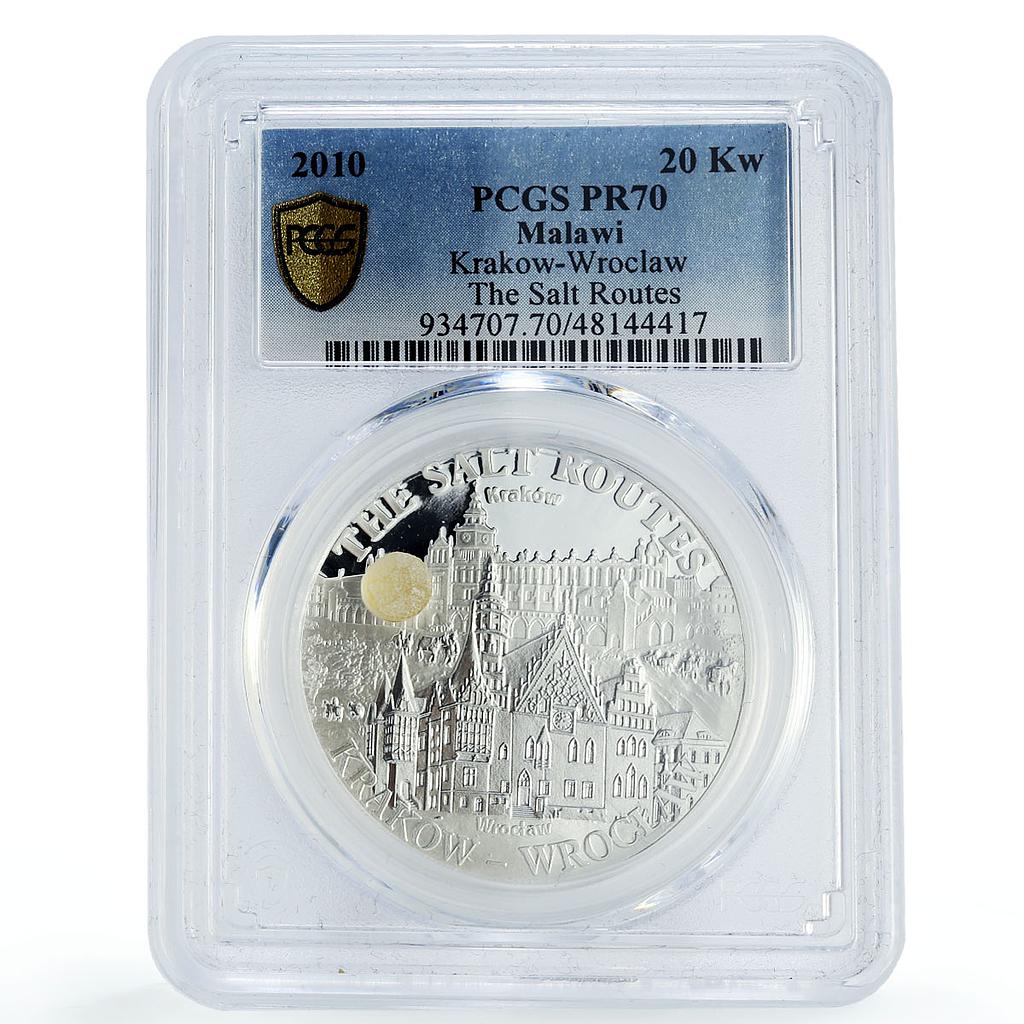 Malawi 20 kwacha Salt Routes Roads Krakow Wroclaw Way PR70 PCGS silver coin 2010