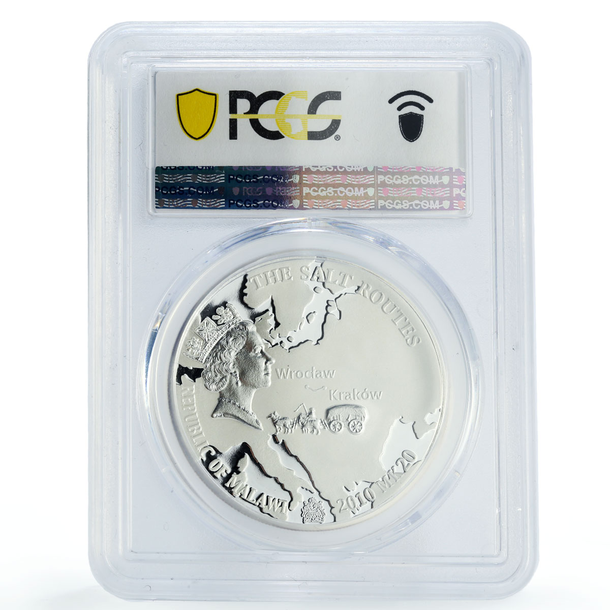 Malawi 20 kwacha Salt Routes Roads Krakow Wroclaw Way PR70 PCGS silver coin 2010