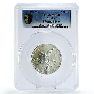 Mexico 2 onzas Libertad Angel of Independence MS68 PCGS silver coin 1997