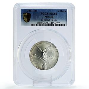 Mexico 2 onzas Libertad Angel of Independence MS68 PCGS silver coin 2001