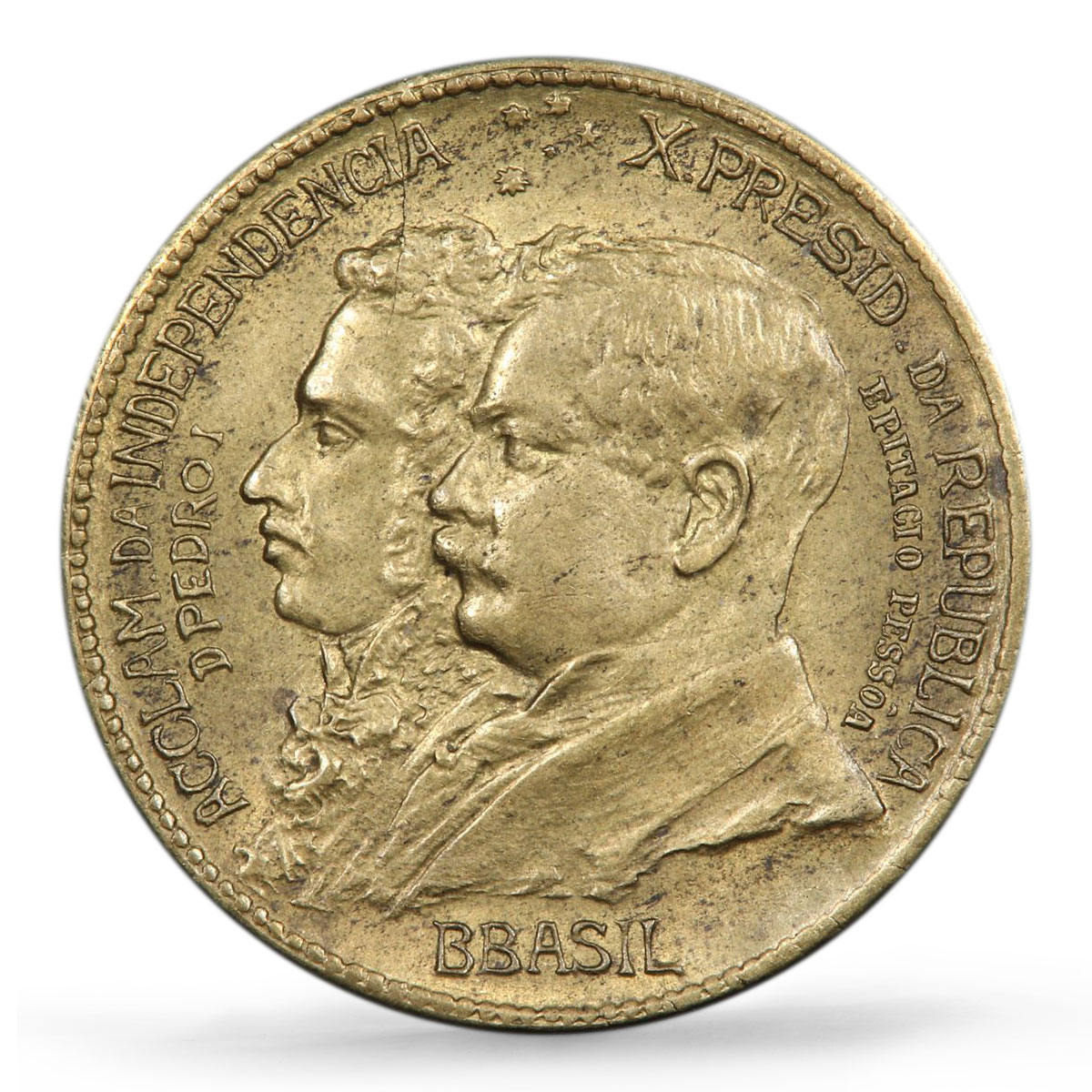 Brazil 1000 reis Independence BBASIL Error KM-522.1 MS63 PCGS AlBronze coin 1922